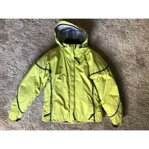 Marmot lime green down jacket